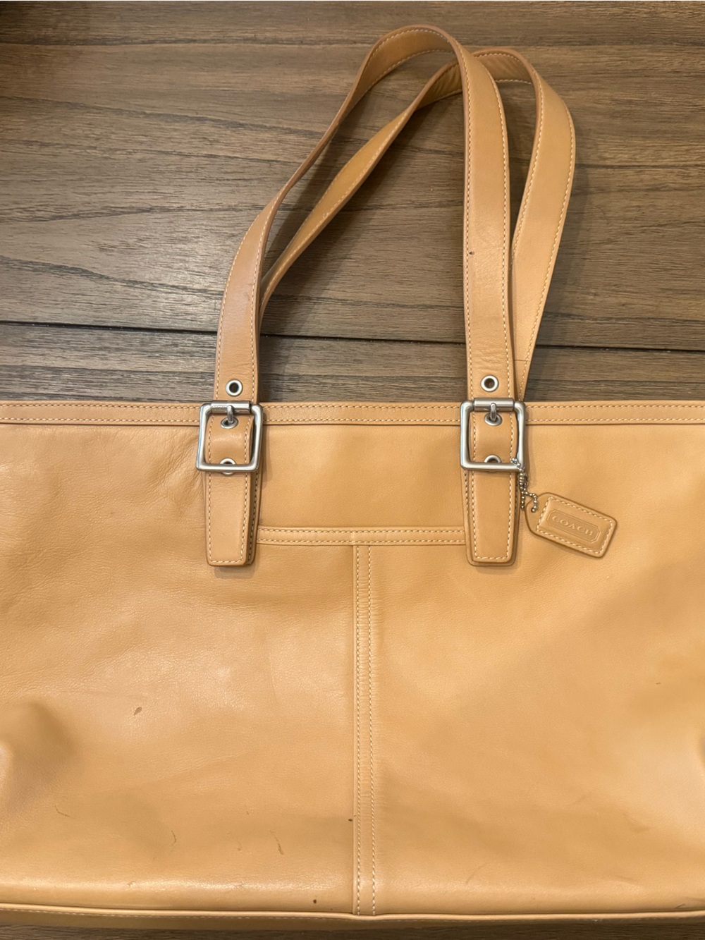 VINTAGE Camel/Cream/Beige/Carmel Coach Tote/Leather Hampton
